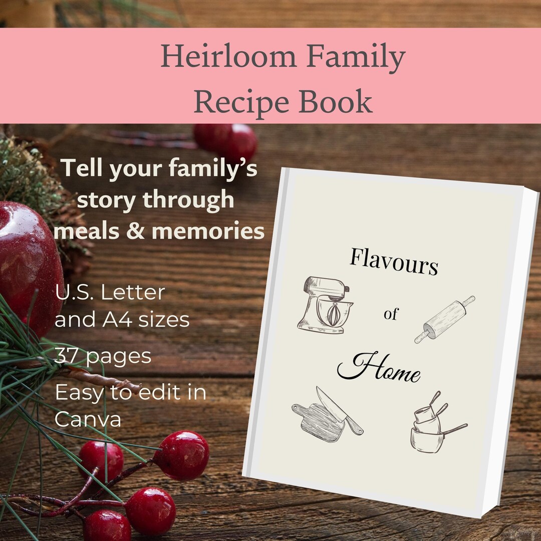 Heirloom Family Cookbook Printable Canva Template Recipe Keepsake ...