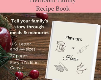Recipe Memory Book for Mom – Printable Family Cookbook Keepsake Gift