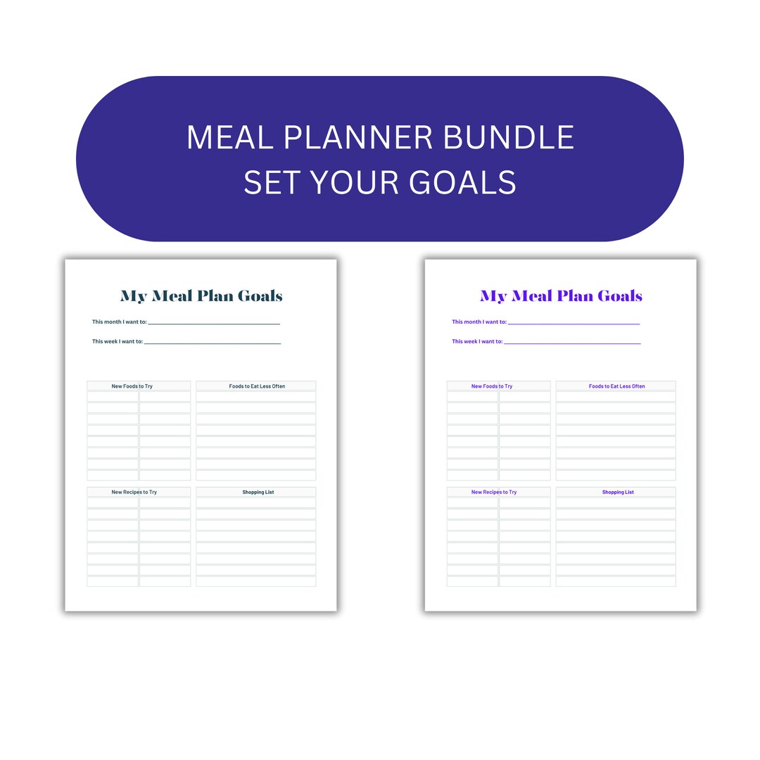 Printable Meal Planner Bundle Digital Meal Planner Bundle - Etsy
