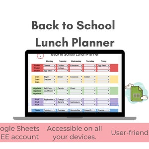 Back to School Lunch Planner: Digital Meal Prep Organizer (Google Sheets PDF File)