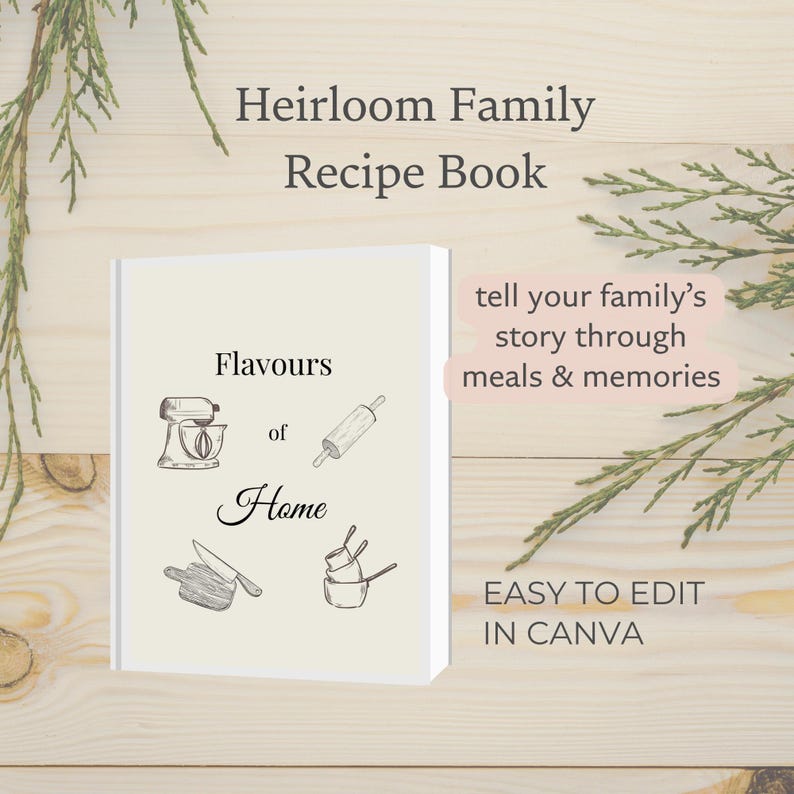 Heirloom Family Cookbook Printable Canva Template Recipe Keepsake ...