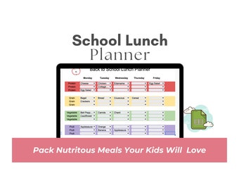 School Lunch Planner: Kids' Bento Box Meal Plan (Google Sheets Editable Digital Download)