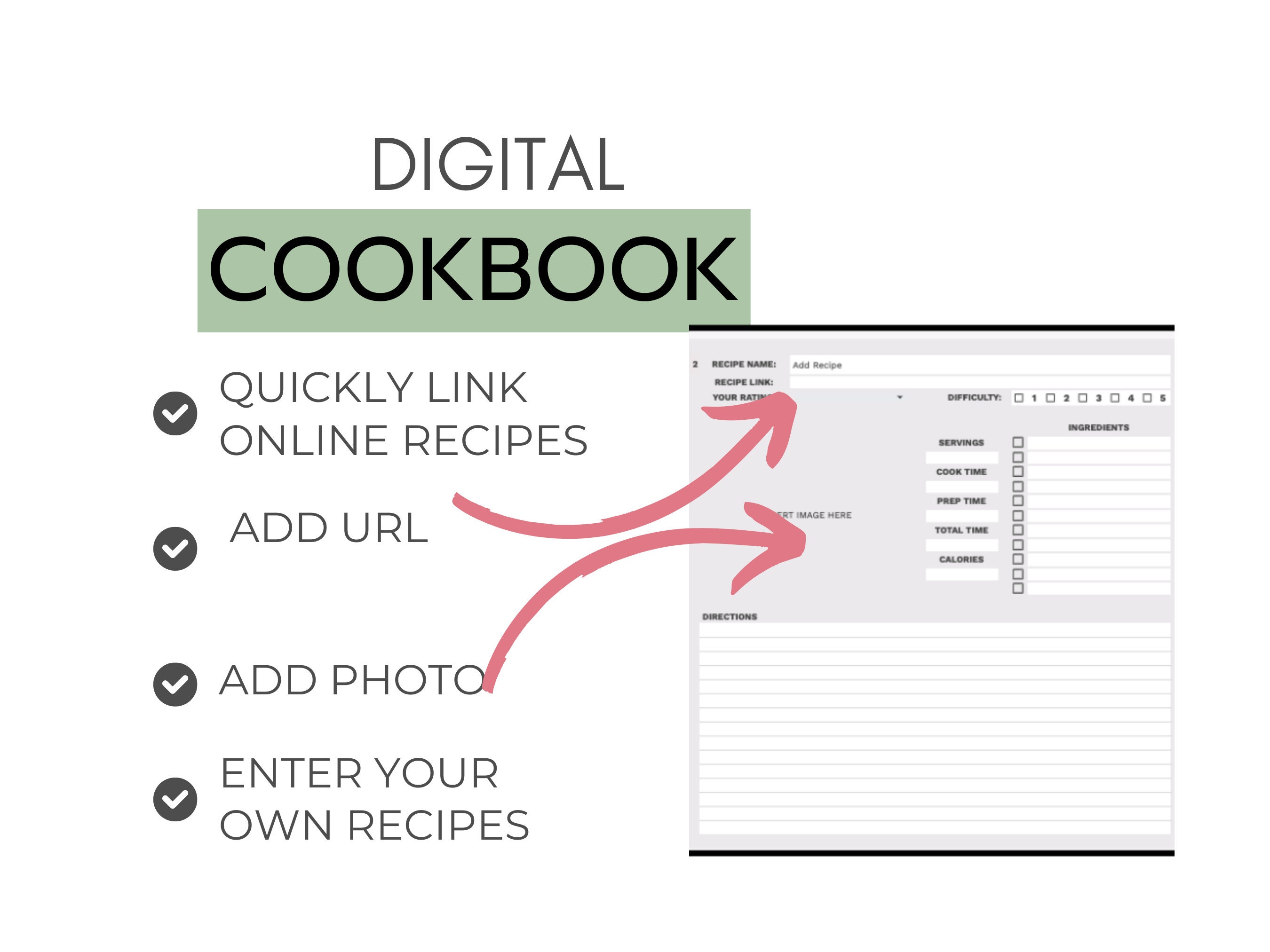 Digital Cookbook Template | Blank Recipe Book | Custom Cookbook ...
