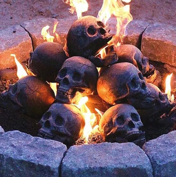 6PC Reusable Fireproof Ceramic Skull Fire Logs for Firepit - Etsy