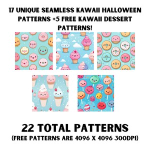 Kawaii Halloween Seamless Digital Patterns, Digital Download, Digital ...