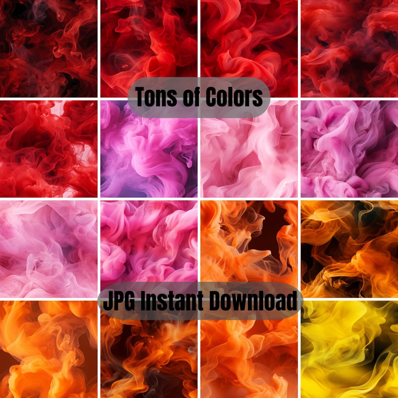 60 Seamless Smoke Patterns, Colorful Smoke, Neon Smoke, Digital ...