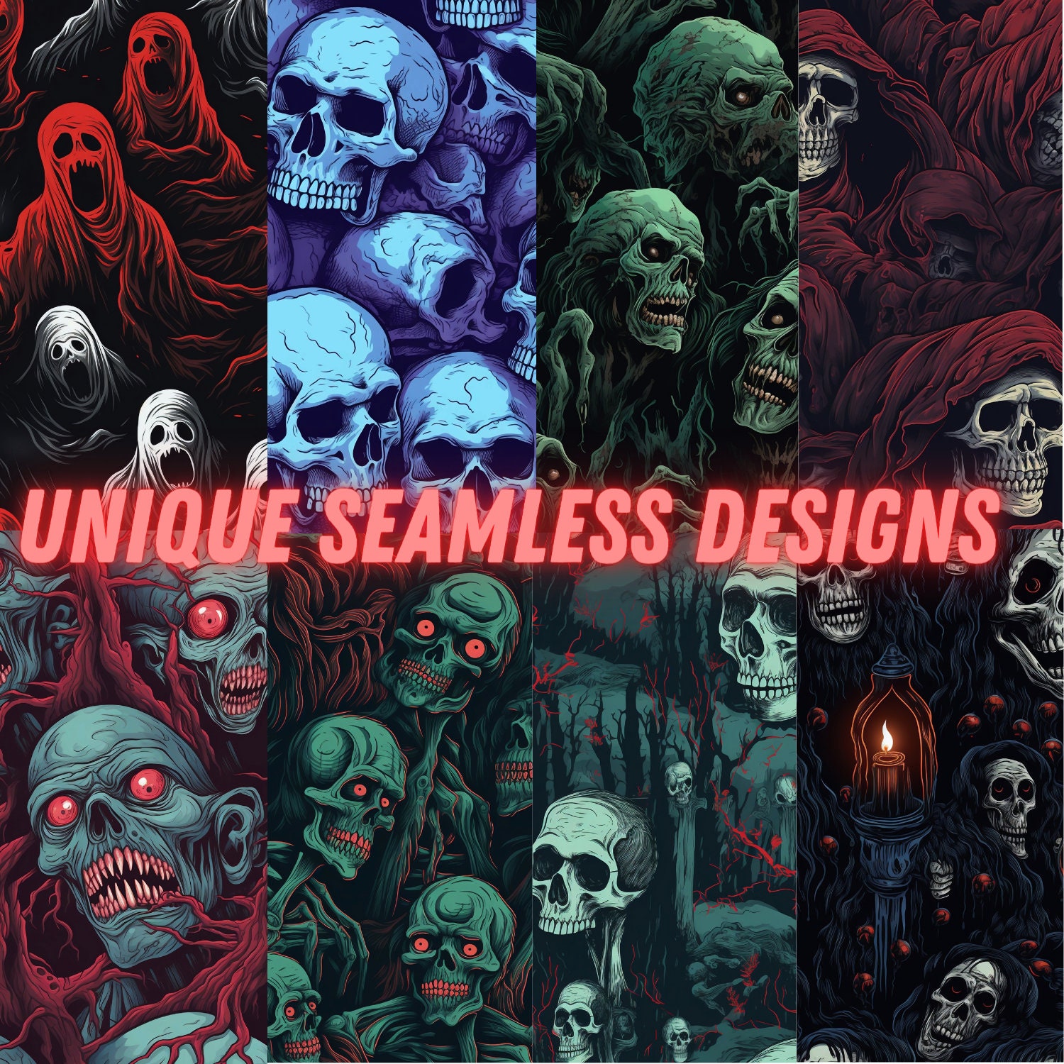 45 Horror Bundle Seamless Patterns, Digital Download, Halloween Digital ...