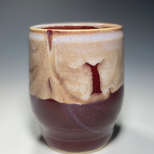 Handmade Ceramic Vase or Utensil Holder, 6&quot;, Maroon and Opal Glaze