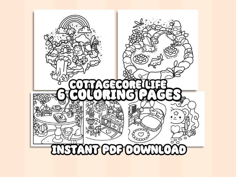 Bold and Easy Coloring Pages Printable â Kawaii Cottagecore Coloring Book PDF for Procreate and Print
