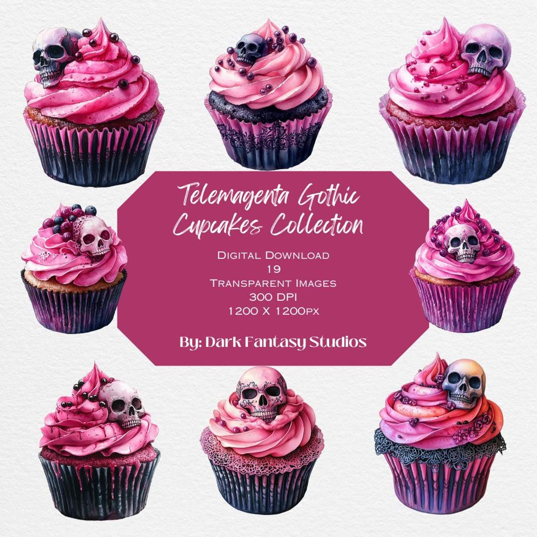 Watercolor Clipart Collection: Telemagenta Gothic Cupcakes for Junk ...