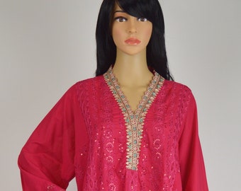 ワンピース Indian/Pakistan lawn embroidered kurta Pakistani Kurtis & Lawn Suit | Bin Saeed