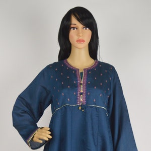 Size: Medium, Junaid Jamshed Stitched Blue Poly-Cotton 3-Piece, Pakistani Women Dress, Indian Dress, Party Dress
