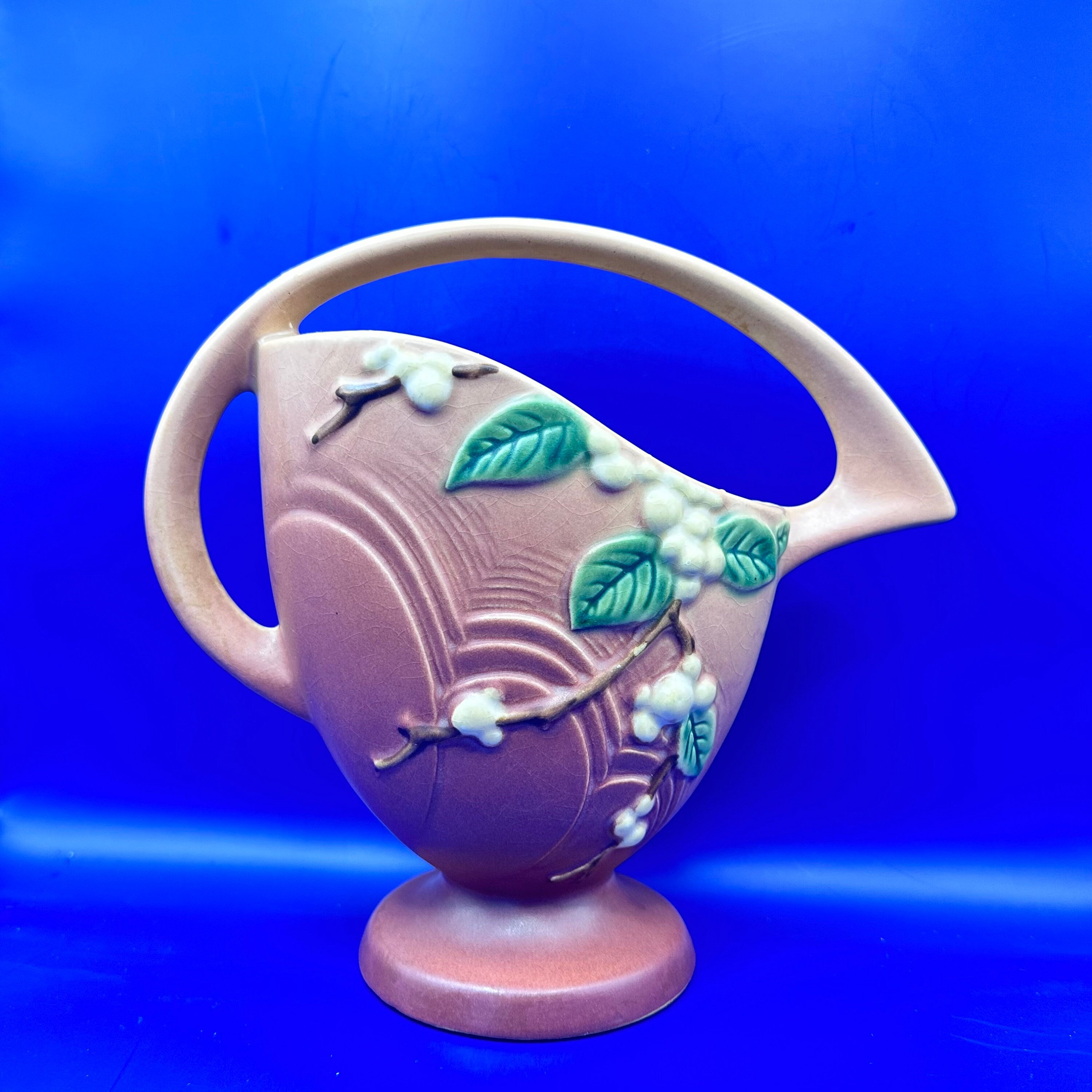 Vintage 1946 Roseville Snowberry Pottery Basket Vase - Etsy