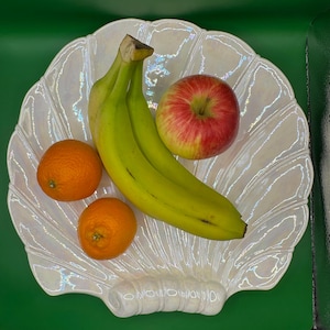 Vintage white iridescent large shell platter