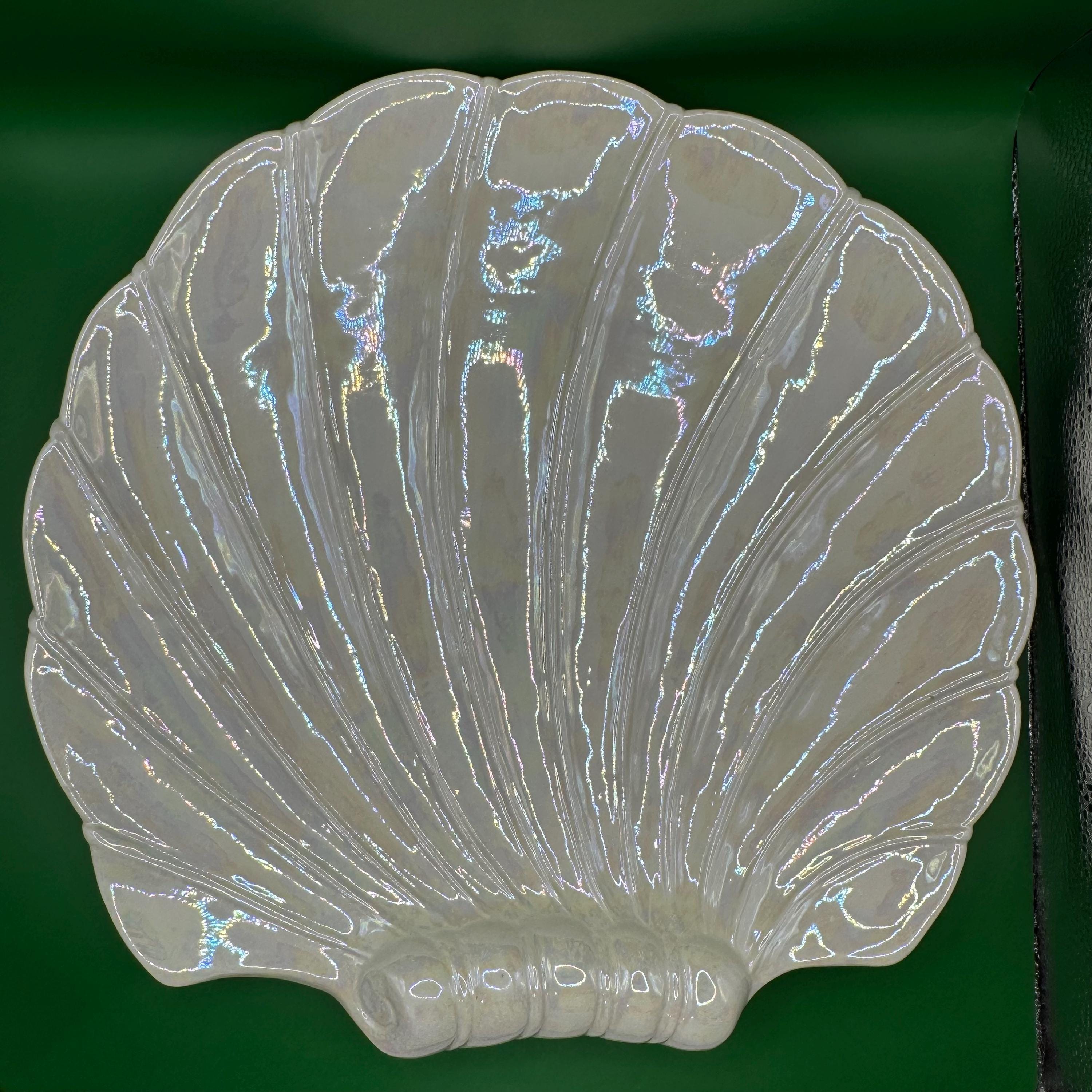 Large Shell Platter Vintage White Iridescent Large Shell Platter - Etsy