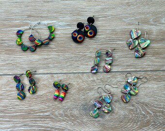PRIDE Collection - Polymer Clay Handmade Earrings - Rainbow Lightweight Jewelry - Love is Love - Equality - Unique Gifts - Fun/New Styles