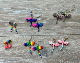 PRIDE Collection - Polymer Clay Handmade Earrings - Rainbow Lightweight Dragon Jewelry - Love is Love - Equality - Unique Gifts -Beads