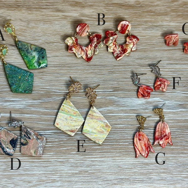 Handmade Earrings - Unique - Dangle/Drop Earrings - Earrings - Jewelry - Scrap Clay - Polymer Clay Earrings - Clay - Handmade Gifts - Colors