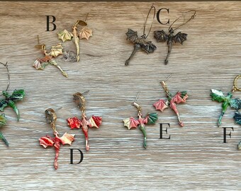 Handmade Earrings - Dragon - Unique - Dangle/Drop Earrings - Earrings - Jewelry - Scrap Clay - Polymer Clay Earrings - Clay - Handmade Gifts