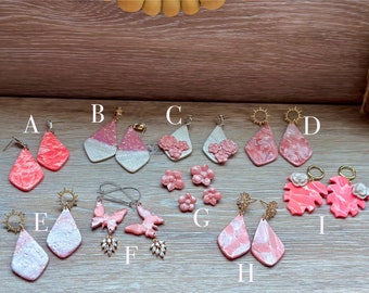 Handmade Earrings - Wedding - Unique - Dangle/Drop Earrings - Earrings - Jewelry - Pink - Polymer Clay Earrings - Clay - Handmade - Gifts