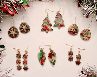 Handmade Holiday Clay Earrings | Christmas Festive Earrings | Polymer Clay Earrings | Unique Colorful Lightweight Jewelry | Christmas Gift |