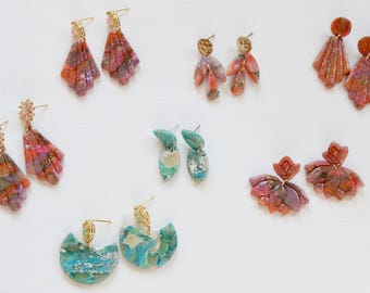 Faerie Earrings - Fantasy - ACOTAR - Lightweight Polymer Clay - Fairy Jewelry - Bookish Gifts - Colorful - Autumn and Night Court - Cosplay