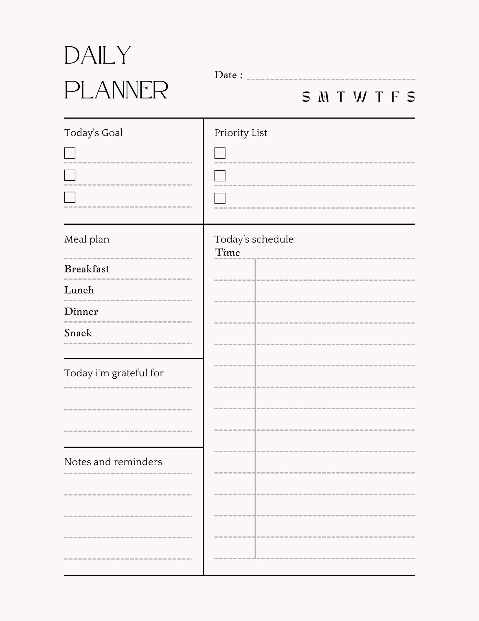 Daily Planner Printable, Instant Download, Daily Schedule - Etsy
