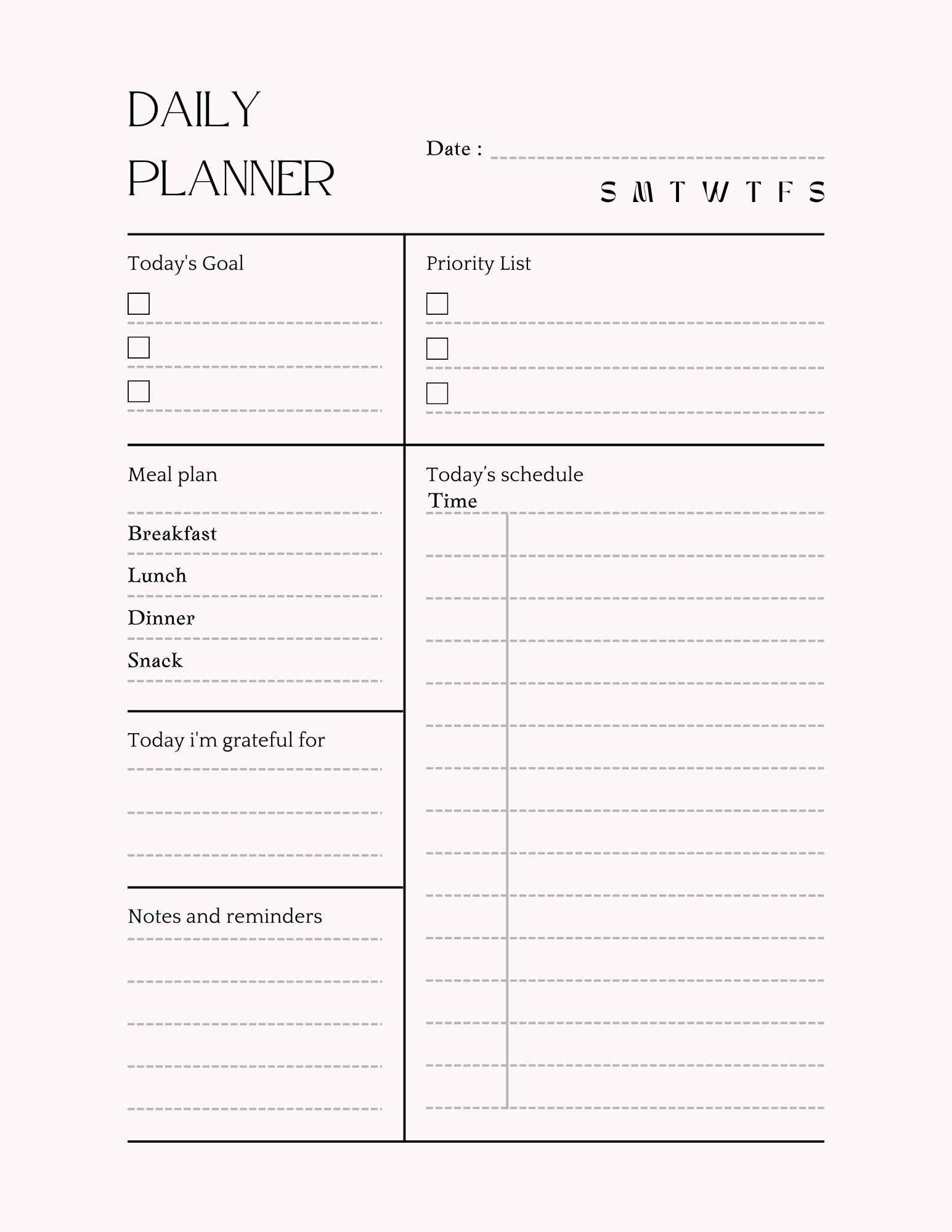 Daily Planner Printable, Instant Download, Daily Schedule - Etsy