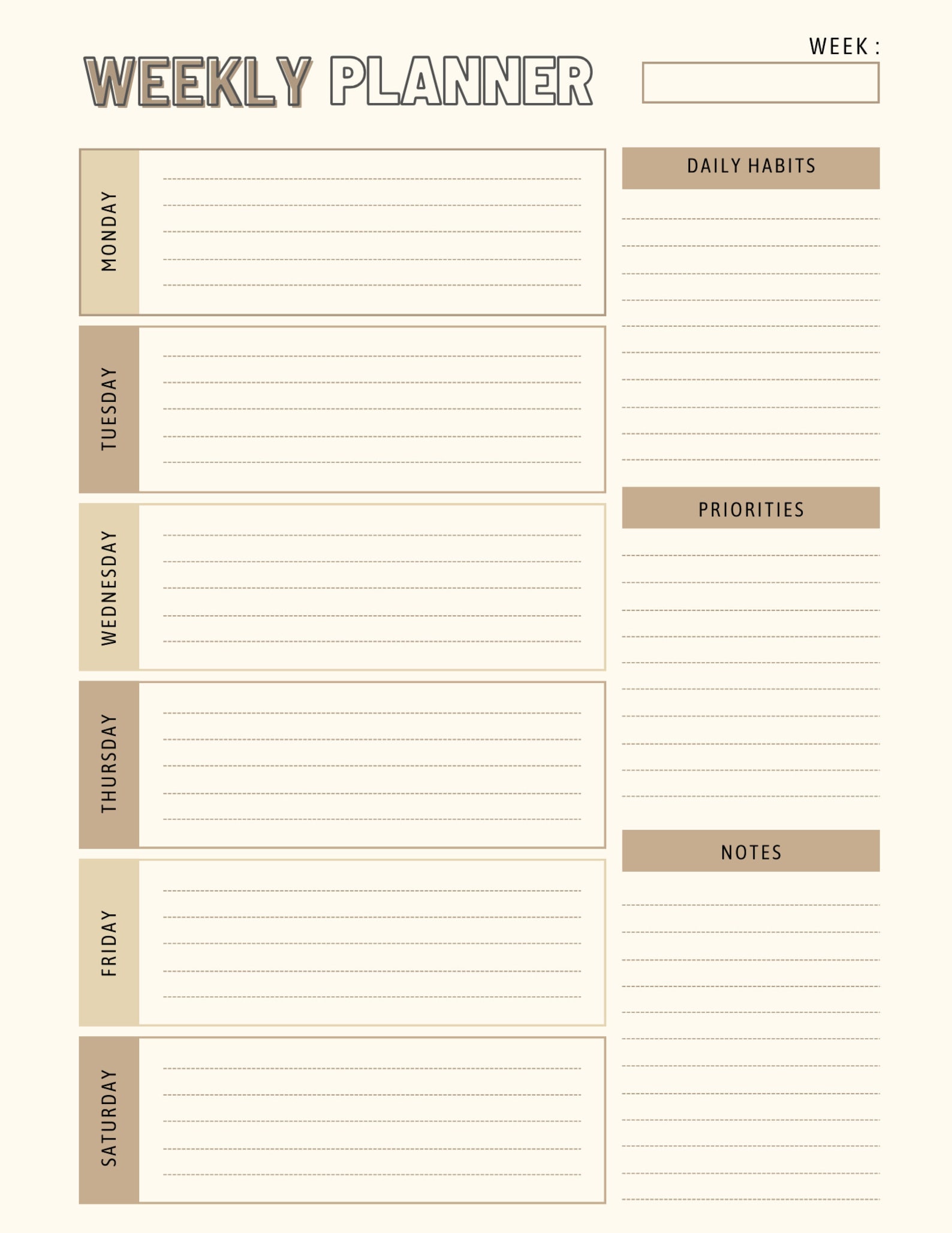 Weekly Planner Printable, Instant Download, Weekly Schedule - Etsy