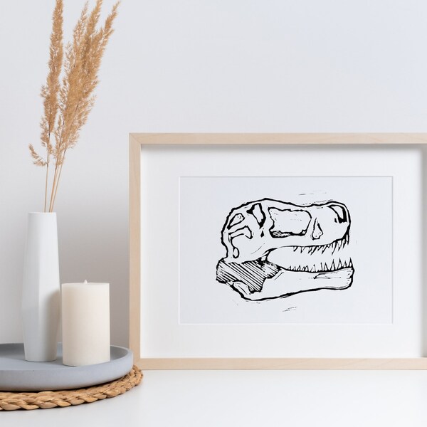 T-Rex Fossil Skull Print