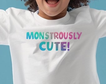 Monströs süßes buntes T-Shirt, lustiges Kinder Monster T-Shirt, Unisex Kinder Grafik-Shirt, lässiges Kleinkind-Top, süßes Monsterkleid