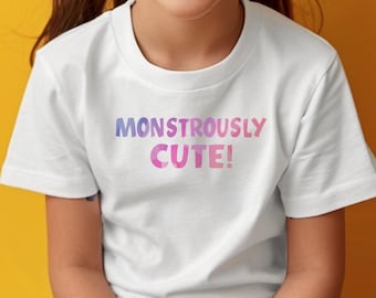 Monströs süßes buntes T-Shirt, lustiges Kinder Monster T-Shirt, Unisex Kinder Grafik-Shirt, lässiges Kleinkind-Top, süßes Monsterkleid