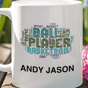Custom Mug for Basketball Fans, Personalized Sports Coffee Cup, Player, Coach Gift, Basketball Lover Tea Mug, Unique Birthday Present