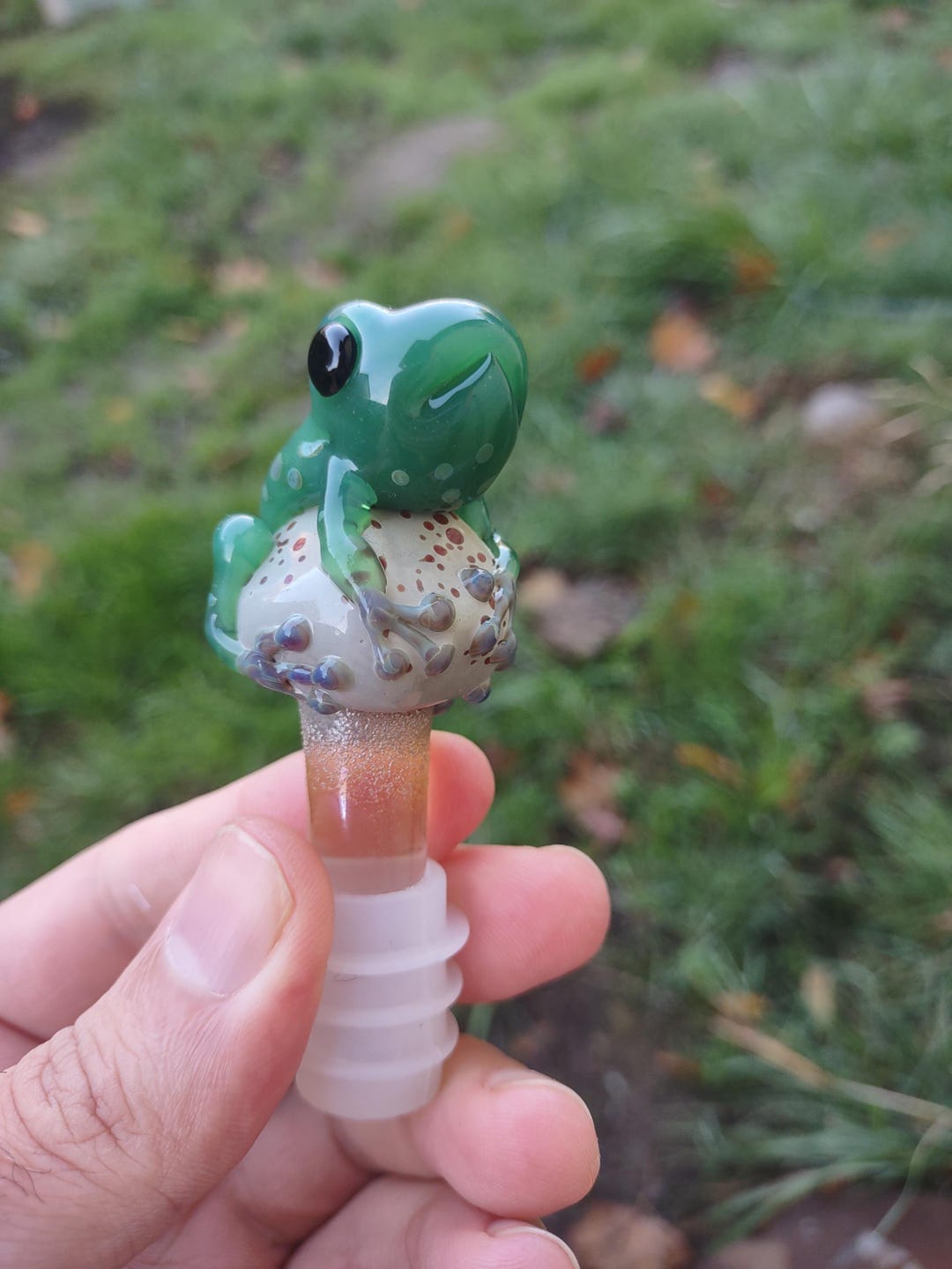 Glass Frog Wine-stopper (green)