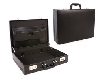 Business Briefcase Deluxe Faux Leather Attaché Briefcase  Professional Attaché Case with  Combination Locks Compact and Spacious Executive