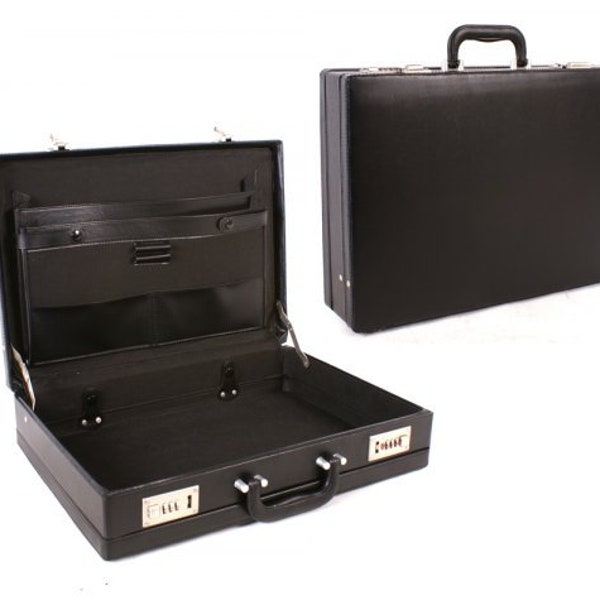 Business Briefcase Deluxe Faux Leather Attaché Briefcase  Professional Attaché Case with  Combination Locks Compact and Spacious Executive