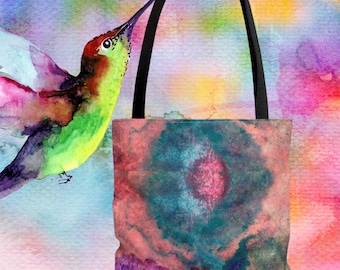 Abstract Watercolor Tote Bag, Colorful Art Shoulder Bag