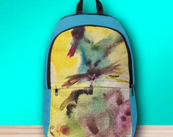 Hand-Painted Floral Backpack: Bohemian Chic Nylon Bag