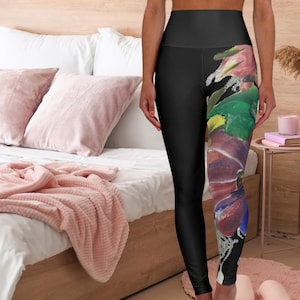 Tights Hand Painted asymmetrical design leggings for her tights for the gym Chic Yoga trendy leggings for sister trendy chic for mom