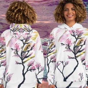Hoodie personalized sweat shirt floral hoodie gift for her boho hoodie artistic colorful chic sweatshirt for her asian art hoodie