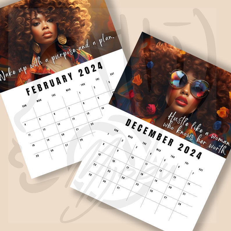 2024 Afro Beauty Affirmations Calendar Instant Download Etsy