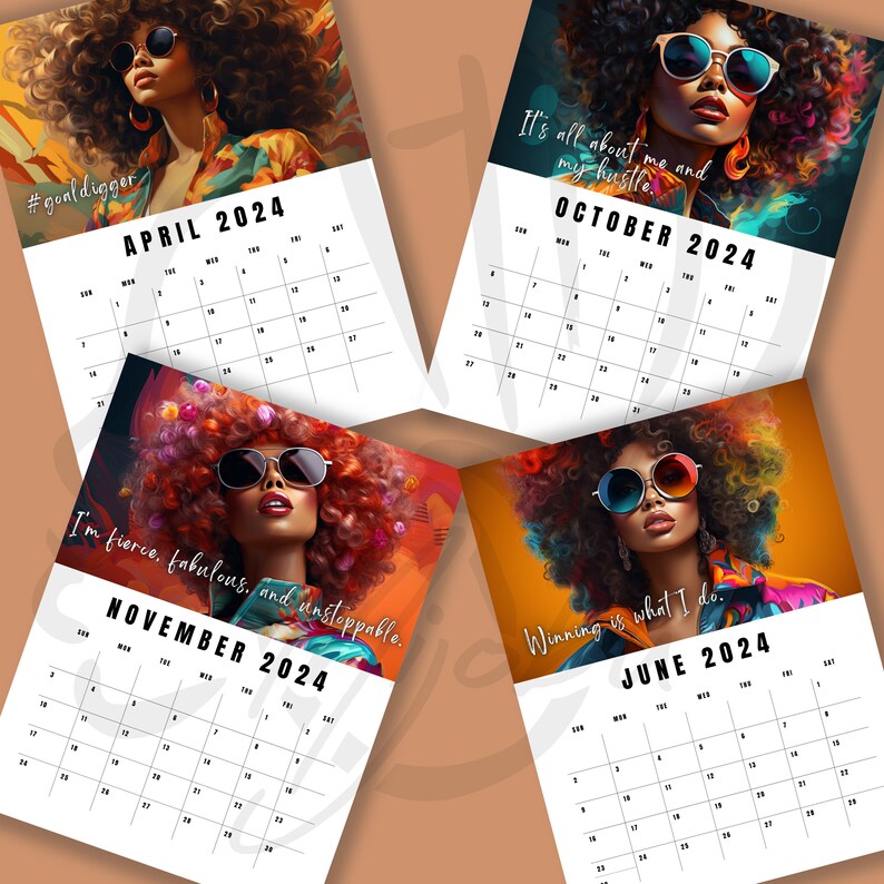 2024 Afro Beauty Affirmations Calendar Instant Download Etsy