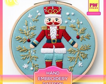 Nutcracker Embroidery Pattern - Christmas Festive Design (Digital Pattern PDF)