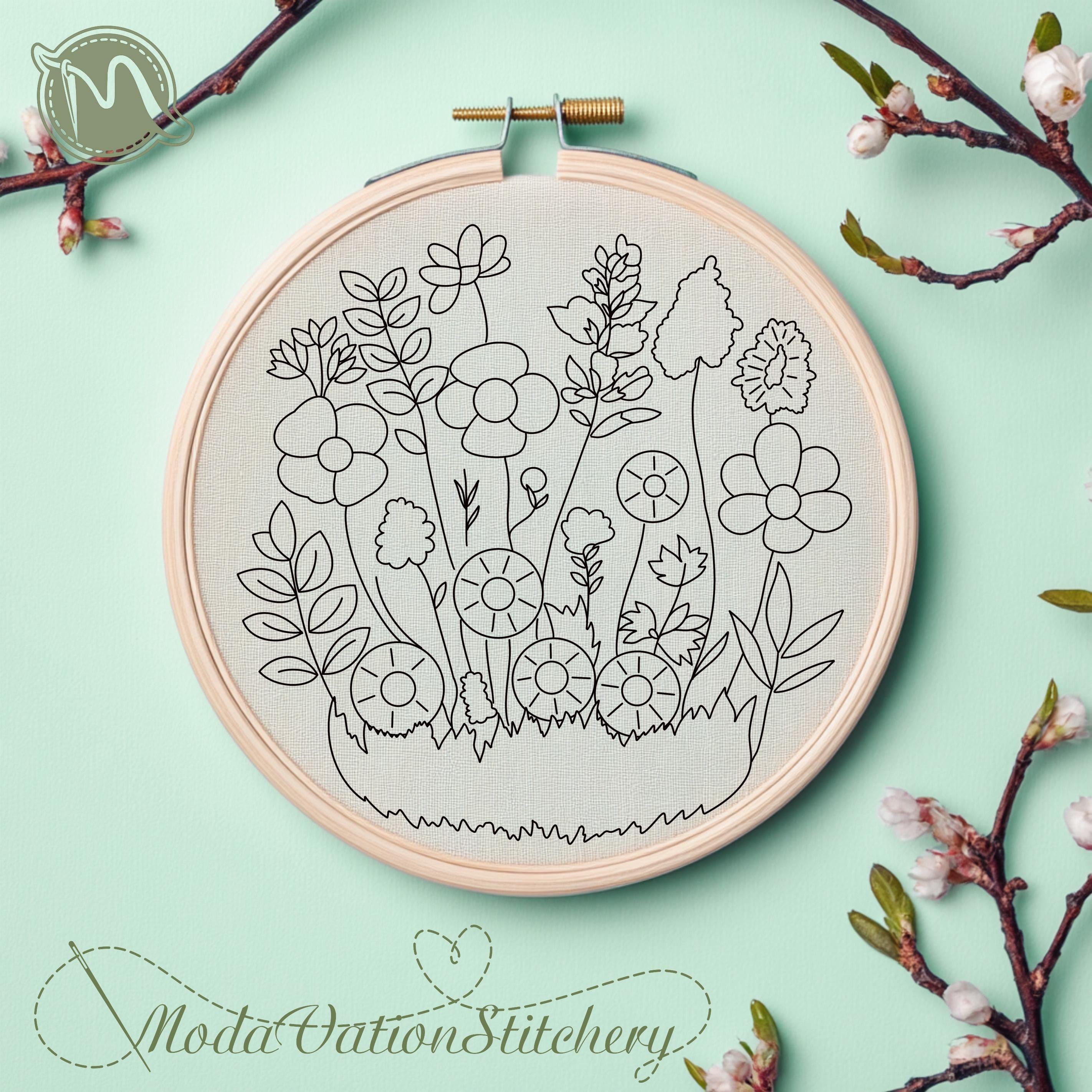 Wildflowers Hand Embroidery Pattern - Floral Design for Beginners (PDF ...
