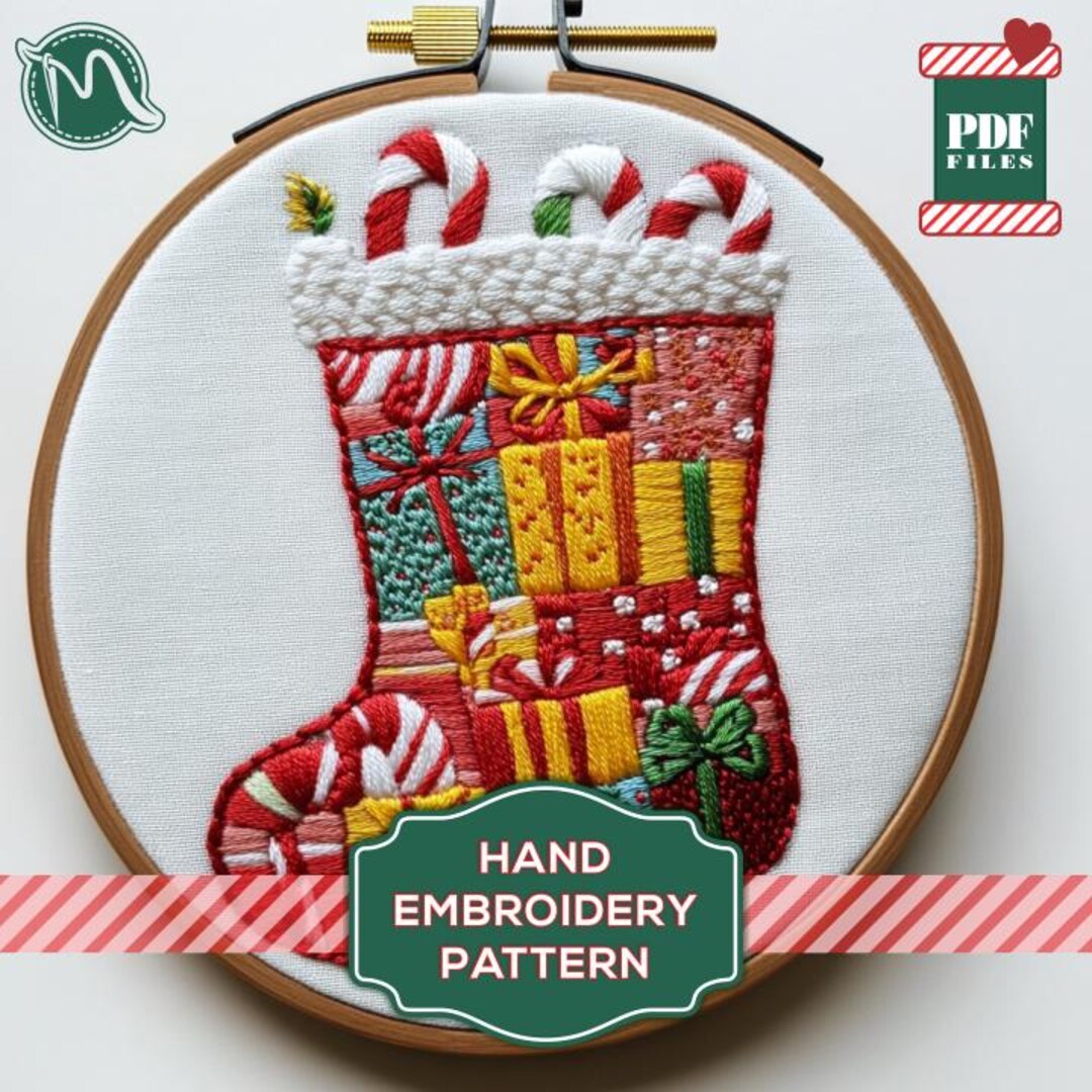 Christmas Stocking Embroidery Pattern – Festive Holiday Gifts (digital ...