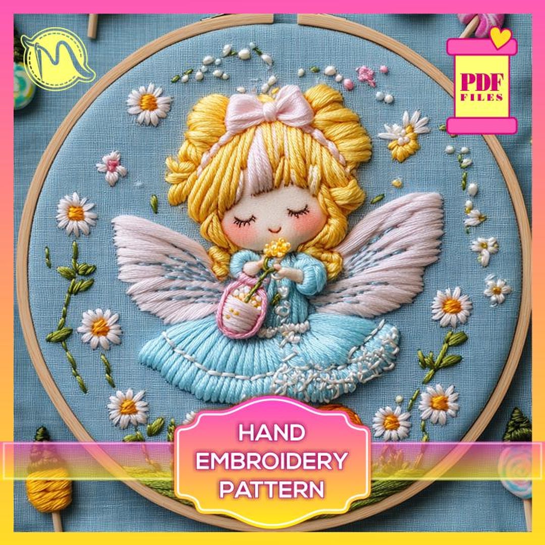 Fairy Hand Embroidery Pattern: Daisies and Flowers (PDF Pattern) - Etsy