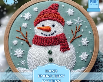 Snowman Hand Embroidery Pattern – Winter Design for Beginners (PDF Pattern)