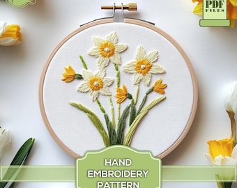 Daffodils Embroidery Pattern – Elegant Floral Design (Digital Pattern PDF)