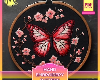 Butterfly Satin Stitch Embroidery Pattern (Digital PDF)