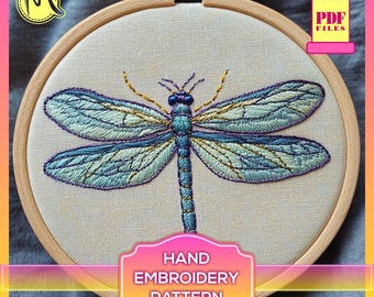 Dragonfly Hand Embroidery Pattern – Detailed Wing Design (PDF Pattern)
